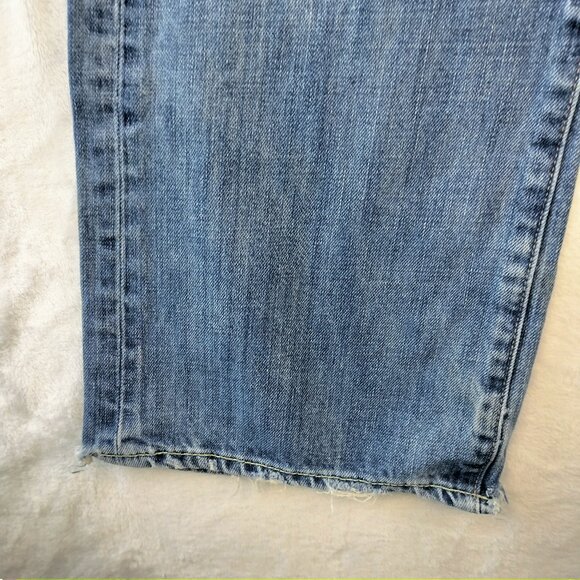 Abercrombie Fitch Mens Low Rise Boot Cut Jeans Size 33x34 Blue denim Distressed - Picture 4 of 16